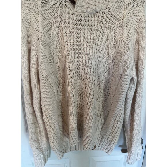 Weatherproof Cream Cable Knit Long Sleeve Fishman Men's Sweater Size Medium - Picture 3 of 12